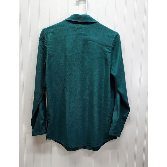 J. Jill Teal Button-Up Long Sleeve Textured Blouse - Picture 6 of 12
